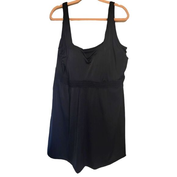 Swimsuits For All Solid Black Swim Dress, Plus Size 26 NEW - Picture 1 of 7